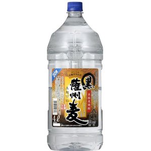 画像: 本格むぎ焼酎　黒薩州麦（４本で送料無料）　２0 度　４０００ｍｌペットボトル　鹿児島県　若松酒造