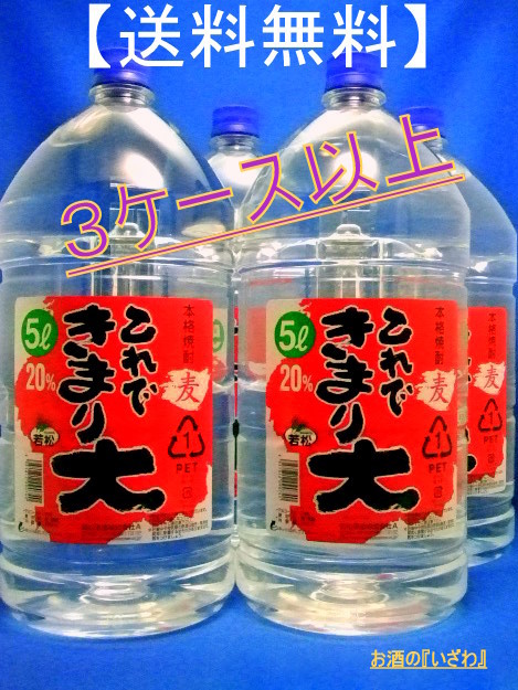 画像1: 【送料・代引料無料】本格むぎ焼酎　これできまり大　２０度　５０００ｍｌ　３ケース（１２本）　ペットボトル　鹿児島県　若松酒造 